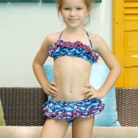 Maillot de bain 2 pièces   imprimé poissons koi   swan Poissons bleus 2 - vertbaudet enfant 