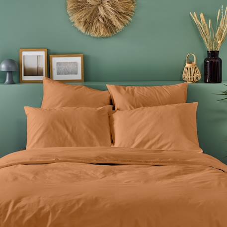 Lot de 2 taies d'oreiller percale de coton Blanc+Gris clair+Kaki+Moutarde+Terracotta 18 - vertbaudet enfant 