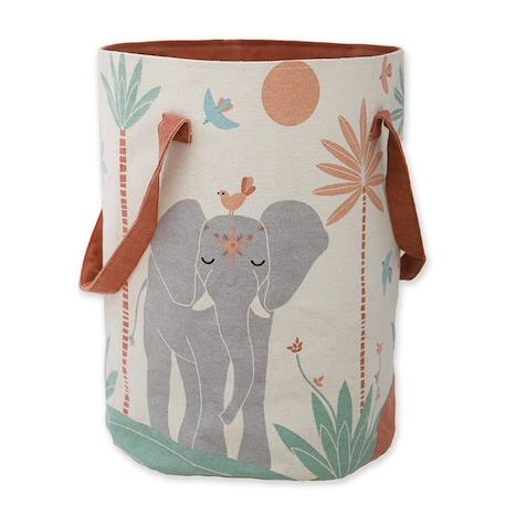 Panier de rangement pour chambre enfant malena Fond lin, détails multicolores. 1 - vertbaudet enfant 