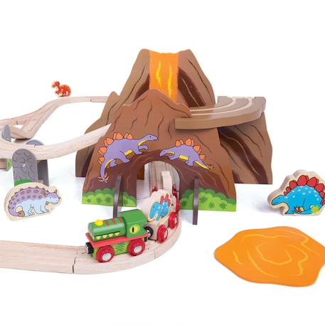Circuit de train dinosaure Beige 6 - vertbaudet enfant 