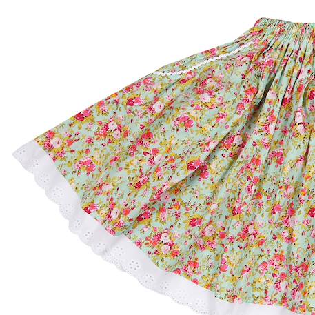 Jupe qui tourne  fleurie  d  cancan Rouge+Vert d'eau 7 - vertbaudet enfant 