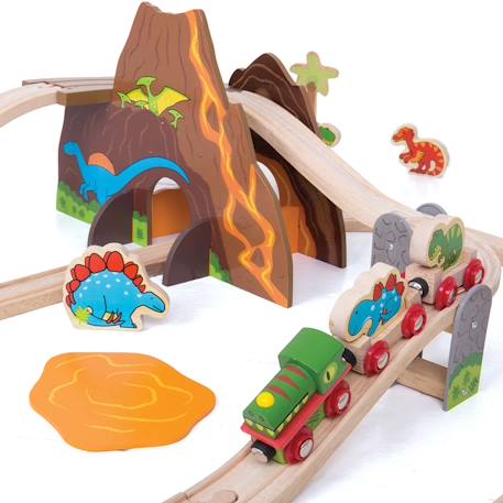 Circuit de train dinosaure Beige 4 - vertbaudet enfant 