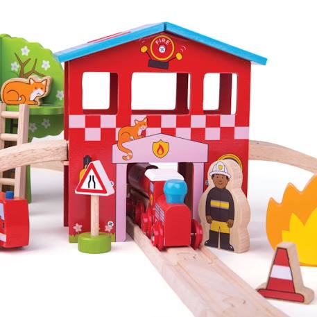 Circuit de train caserne de pompiers Rouge 6 - vertbaudet enfant 