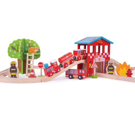Circuit de train caserne de pompiers Rouge 2 - vertbaudet enfant 