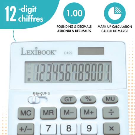Calculatrice de bureau 12 chiffres avec double alimentation Blanc 6 - vertbaudet enfant 