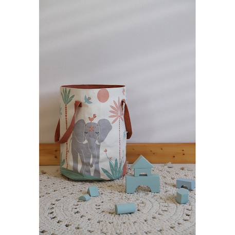 Panier de rangement pour chambre enfant malena Fond lin, détails multicolores. 3 - vertbaudet enfant 