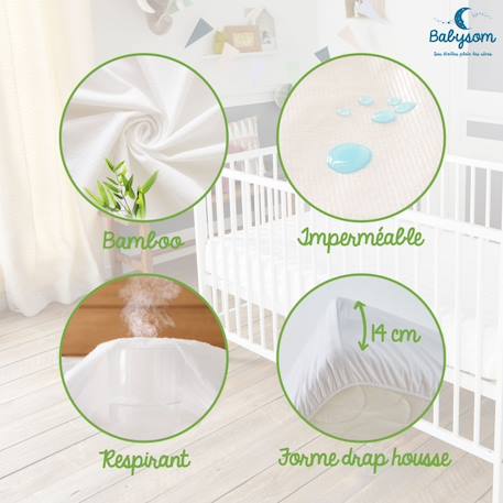 Protège matelas bébé bamboo | alèse imperméable Blanc 3 - vertbaudet enfant 
