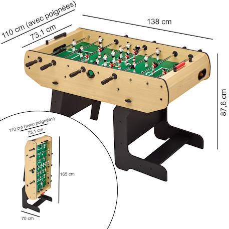 Baby-foot pliable - barres télescopiques - robuste - 2 à 4 joueurs - 3 balles liège inclues Marron 4 - vertbaudet enfant 