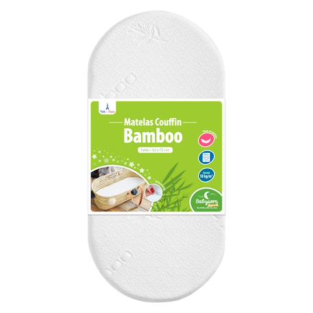 Matelas de couffin bamboo | forme ovale Blanc 1 - vertbaudet enfant 