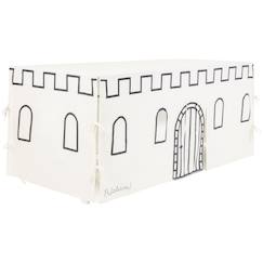 Jouet-Jeux d'imitation-Cabane de table château noir et beige (90 x 200 cm)