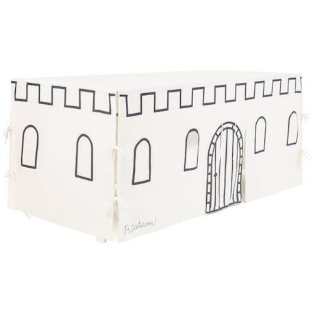 Cabane de table château noir et beige (90 x 200 cm) Ecru, noir+Ecru, orange 1 - vertbaudet enfant 