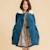 Robe  fleurie   à manches longues et col smocks  chimene Beige marron+Bleu lilas+Bleu roi+Orange vert 20 - vertbaudet enfant 
