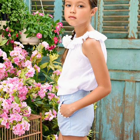 Short  à rayures  et  à pompons  angie Bleu blanc 5 - vertbaudet enfant 