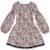 Robe  fleurie   à manches longues et col smocks  chimene Beige marron+Bleu lilas+Bleu roi+Orange vert 19 - vertbaudet enfant 