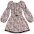 Robe  fleurie   à manches longues et col smocks  chimene Beige marron+Bleu lilas+Bleu roi+Orange vert 18 - vertbaudet enfant 
