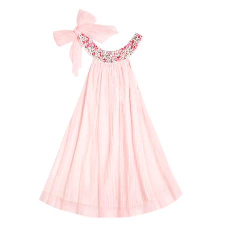 Robe cérémonie   voile  col liberty  alizee Rose rose foncé fleuri 3 - vertbaudet enfant 