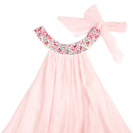 Robe cérémonie   voile  col liberty  alizee Rose rose foncé fleuri 2 - vertbaudet enfant 