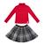 Ensemble   jupe plissée tartan  & pull col roulé Rouge gris 1 - vertbaudet enfant 