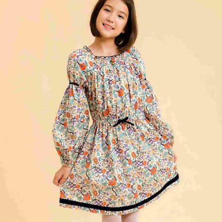 Fille-Robe-Robe  fleurie   à manches longues et col smocks  chimene