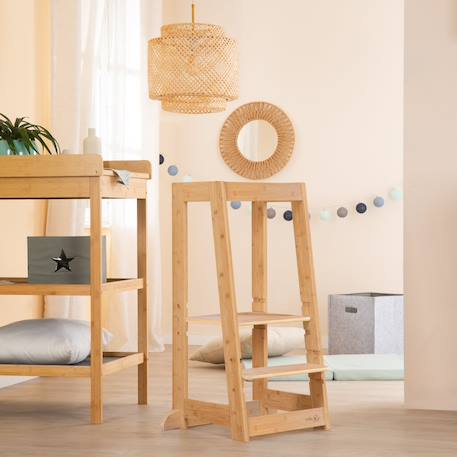 Tour d'apprentissage évolutive en bambou fsc® Anthracite+Blanc+Blanc - naturel+Naturel 19 - vertbaudet enfant 