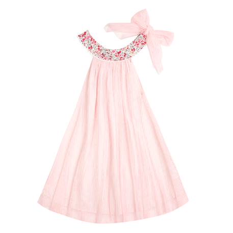 Robe cérémonie   voile  col liberty  alizee Rose rose foncé fleuri 4 - vertbaudet enfant 