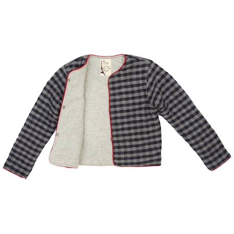 Veste matelassée   laine carreaux vichy   eloïse Gris anthracite gris souris 2 - vertbaudet enfant 