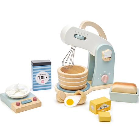 Robot pâtissier en bois Beige, bleu, jaune 1 - vertbaudet enfant 