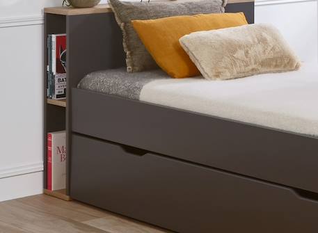 Lit gigogne avec rangements milor Anthracite+Blanc 4 - vertbaudet enfant 