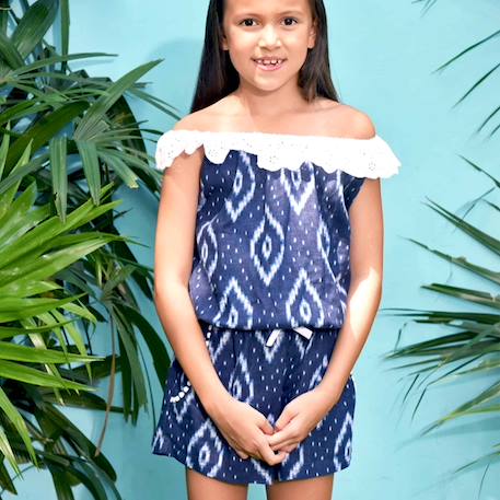 Combishort    à col élastique   lolita Bleu marine blanc 5 - vertbaudet enfant 