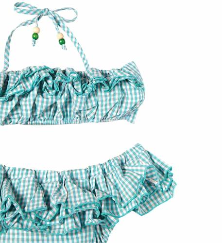 Maillot de bain  2 pièces vichy   swan Vert blanc 5 - vertbaudet enfant 