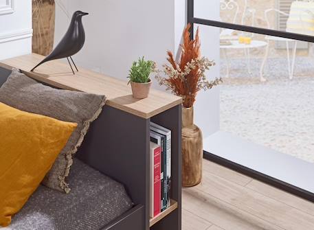 Lit gigogne avec rangements milor Anthracite+Blanc 3 - vertbaudet enfant 