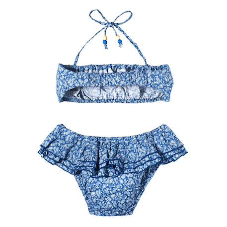 Maillot de bain 2 pièces   imprimé cachemire  swan Bleu blanc 4 - vertbaudet enfant 