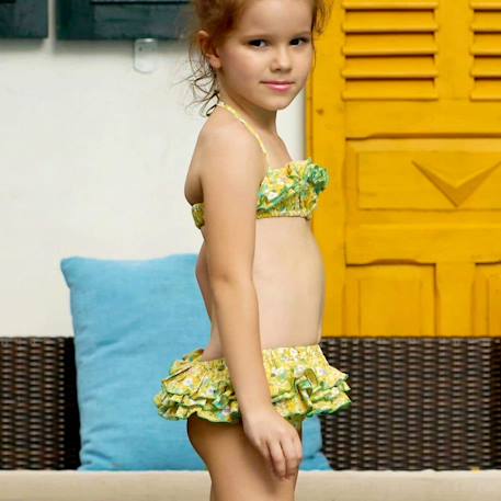 Maillot de bain 2 pièces liberty    swan Jaune vert 2 - vertbaudet enfant 