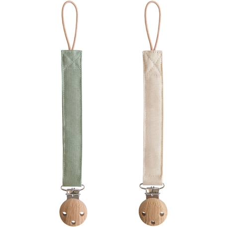 Lot de 2 attaches-sucettes en lin olive-sand Rose, écru+Vert, écru 5 - vertbaudet enfant 