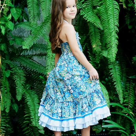 Jupe longue  fleurie   esmeralda Bleu jaune blanc 4 - vertbaudet enfant 