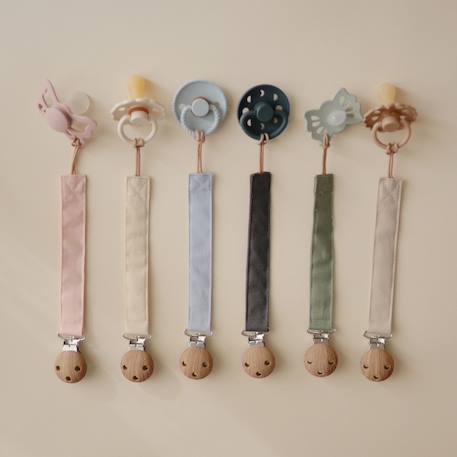 Lot de 2 attaches-sucettes en lin olive-sand Rose, écru+Vert, écru 9 - vertbaudet enfant 