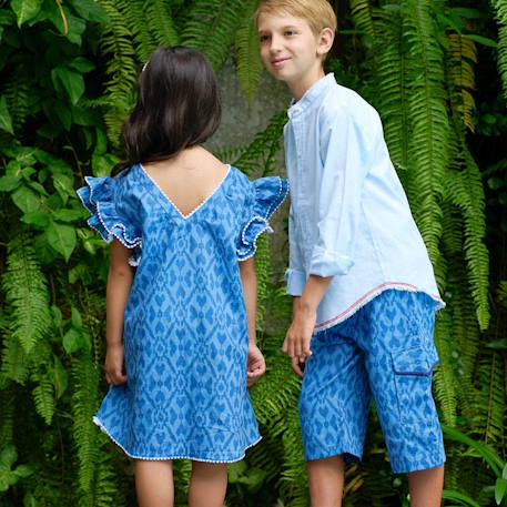 Bermuda  été  tie and dye  arcachon Bleu foncé bleu clair 2 - vertbaudet enfant 