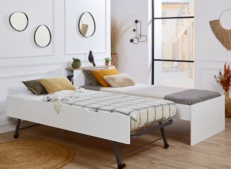 Lit gigogne avec rangements milor Anthracite+Blanc 7 - vertbaudet enfant 