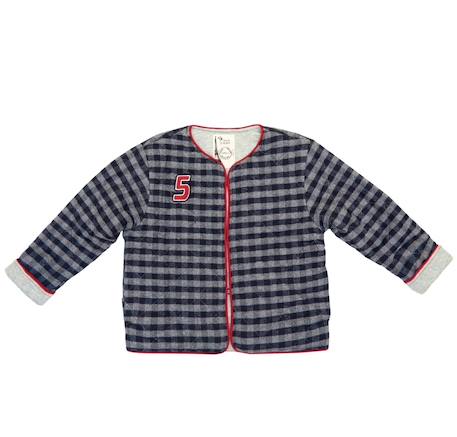 Veste matelassée   laine carreaux vichy   eloïse Gris anthracite gris souris 3 - vertbaudet enfant 