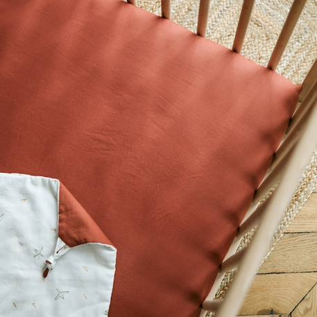Drap housse bébé pur coton bio Blanc+Bleu nuit+Ecru+Eucalyptus+Terracotta 17 - vertbaudet enfant 