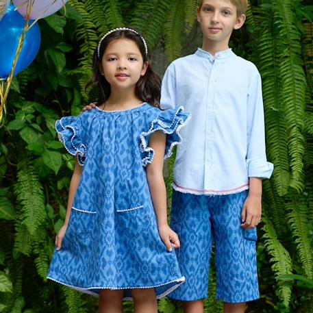 Bermuda  été  tie and dye  arcachon Bleu foncé bleu clair 6 - vertbaudet enfant 