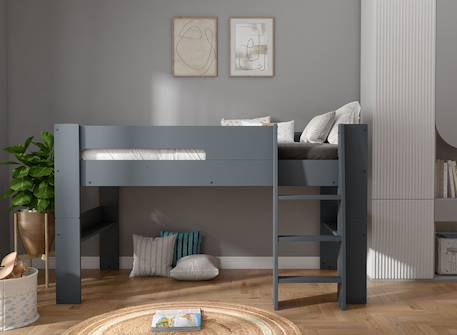 Lit mi-hauteur London Anthracite+Blanc+Blanc & bois 2 - vertbaudet enfant 