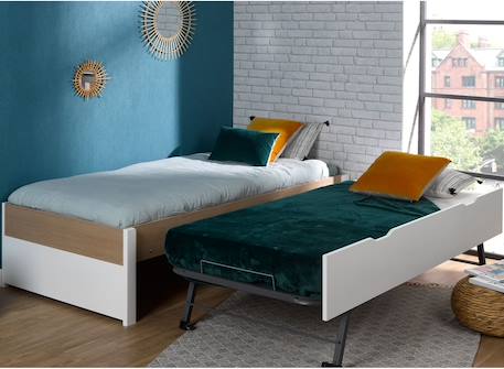 Lit gigogne nomade Blanc & bois 2 - vertbaudet enfant 