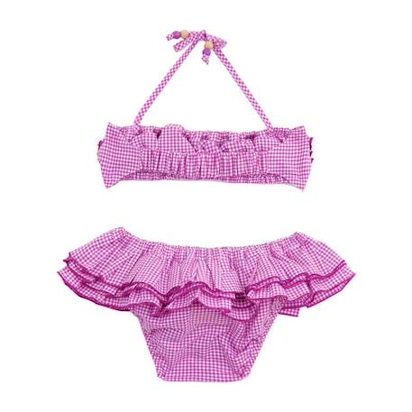 Maillot de bain 2 pièces vichy   à volant  swan Violet blanc 4 - vertbaudet enfant 