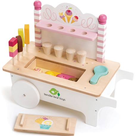 Chariot crème glacée en bois Blanc, beige, rose 1 - vertbaudet enfant 