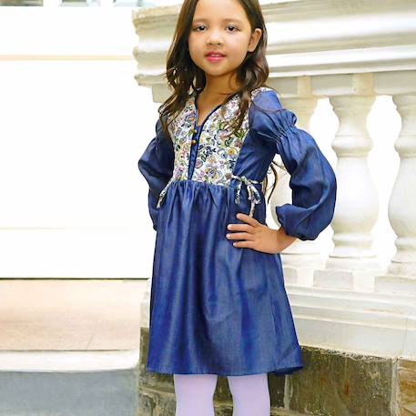 Fille-Robe liberty  à manches longues   margot