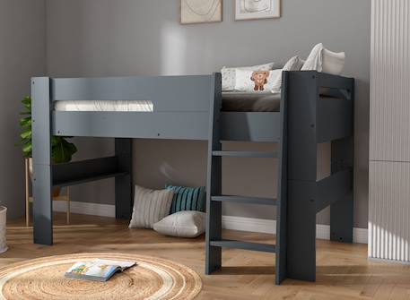 Lit mi-hauteur London Anthracite+Blanc+Blanc & bois 1 - vertbaudet enfant 