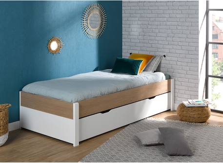 Lit gigogne nomade Blanc & bois 1 - vertbaudet enfant 