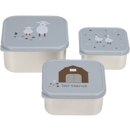 Lot de 3 boites gigognes en inox garden explorer Bleu, gris+Lilas, rouge+Vert 1 - vertbaudet enfant 