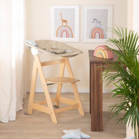 Chaise haute évolutive et inclinable avec transat déperlant born up Anthracite - graphite+Naturel - grège 9 - vertbaudet enfant 
